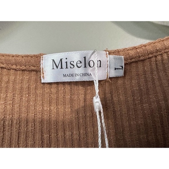 Miselon Womens Long Sleeve Henley Shirt V Neck Lace Button Top Ribbed Knit Large - Picture 5 of 10